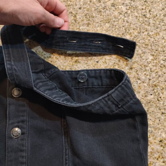 OAT New York Black Denim Cropped Slit Hem Wide Leg Adjustable Jumper Romper 12 - Picture 13 of 16